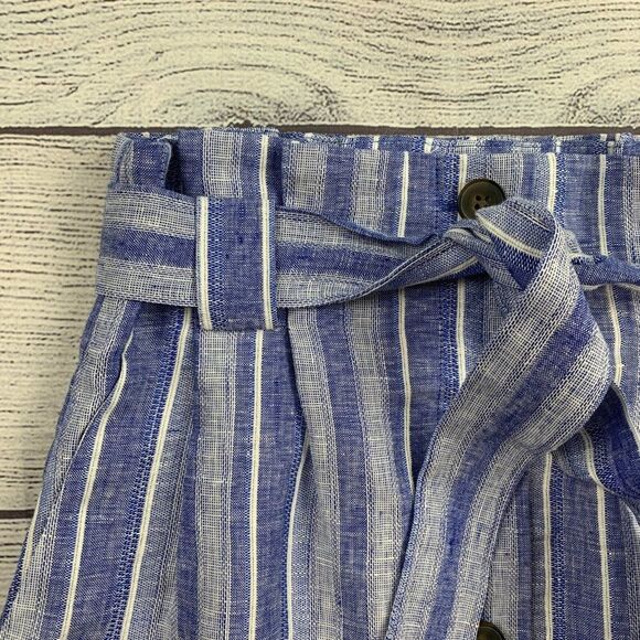 H & M Skirt sz 4 Mini Skirt Wool Blend Blue Striped Length 16.5" New NWT - Picture 2 of 9